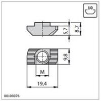 Bosch Rexroth 8981021322, T-Nut, 10mm T-Slot, 10 -32 UNF Thread 8981021322 Rexroth